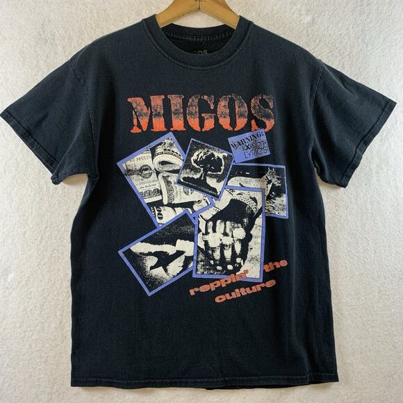 MIngos Other - Migos Reppin the Culture Mens Band T Shirt Sz M Black Distressed Hip Hop Rap Y2K